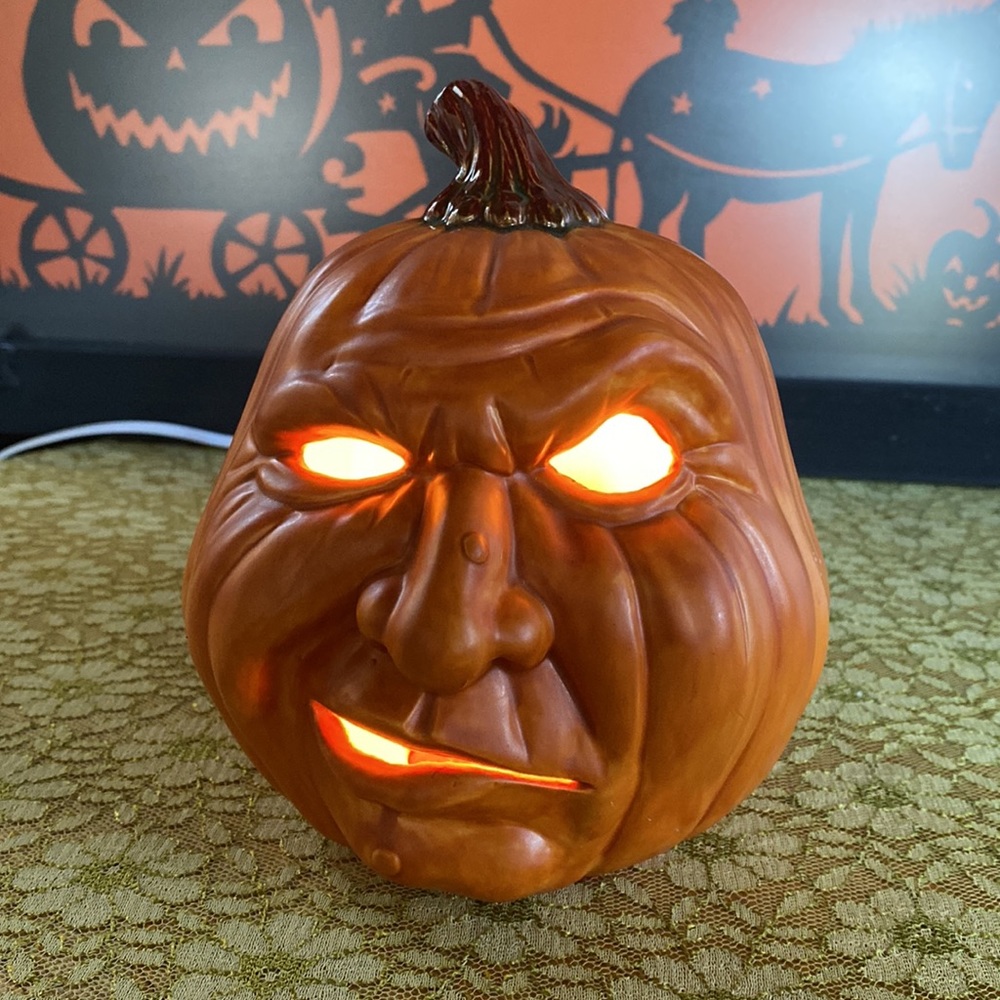 Vintage (1989) Scioto Cermamic Jack-O-Lantern Pumpkin Light